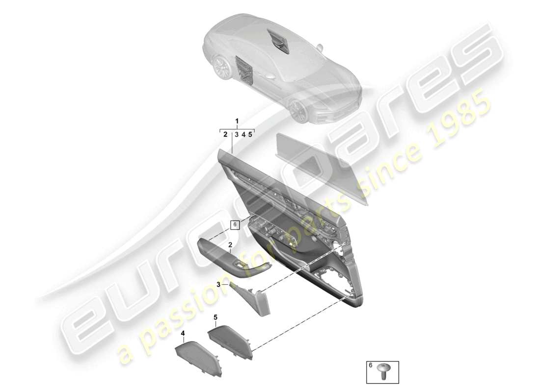 porsche 2025 (panamera 976) door panel rear doors with sun roller blind leatherette/leather part diagram