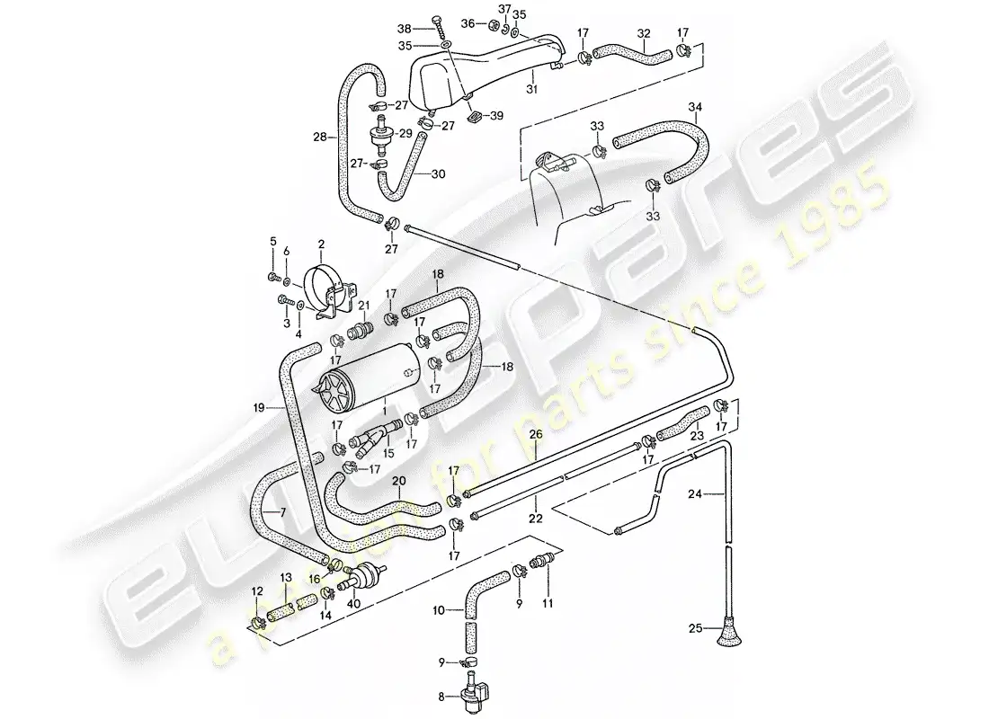 porsche 1990 (928) tank ventilation parts diagram