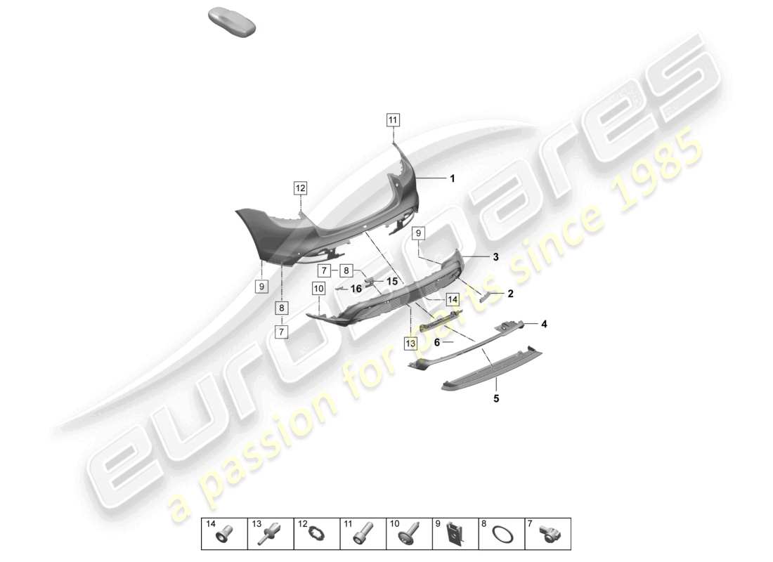 porsche 2026 (taycan 9j1-2) bumper rear sport design package part diagram
