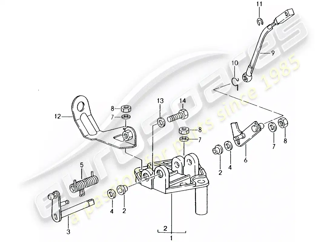 porsche 1991 (964) bracket - throttle linkage parts diagram