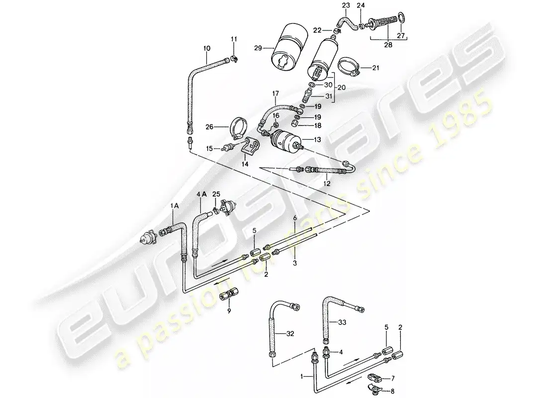 porsche 1990 (944) fuel system parts diagram