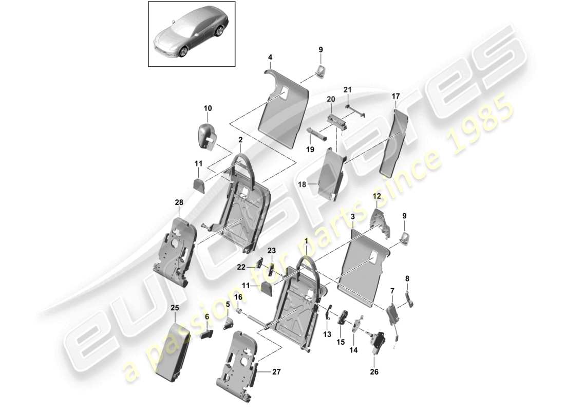 porsche 2021 (panamera 971-1) back seat backrest trim accessories executive standard seat comfort version part diagram