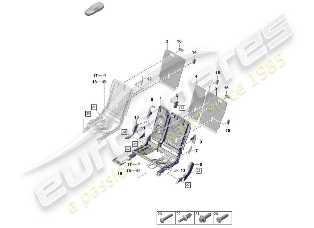 porsche 2025 (cayenne e3 pa) back seat backrest accessories for comfort seat part diagram