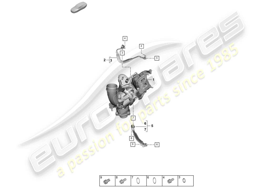 porsche 2025 (cayenne e3 pa) oil pressure line for exhaust gas turbocharger part diagram