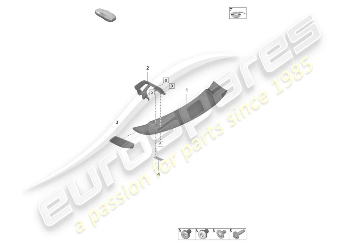 porsche 2025 (992-2 gt3/rs/st) rear spoiler part diagram