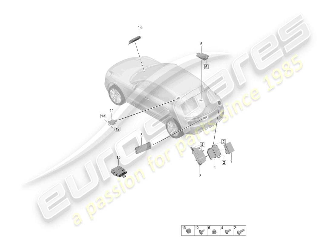 porsche 2022 (macan) control units rear end part diagram