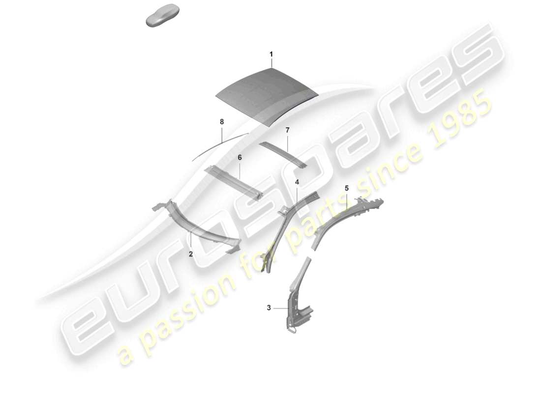 porsche 2024 (992-2 gt3/rs/st) roof a-pillar part diagram