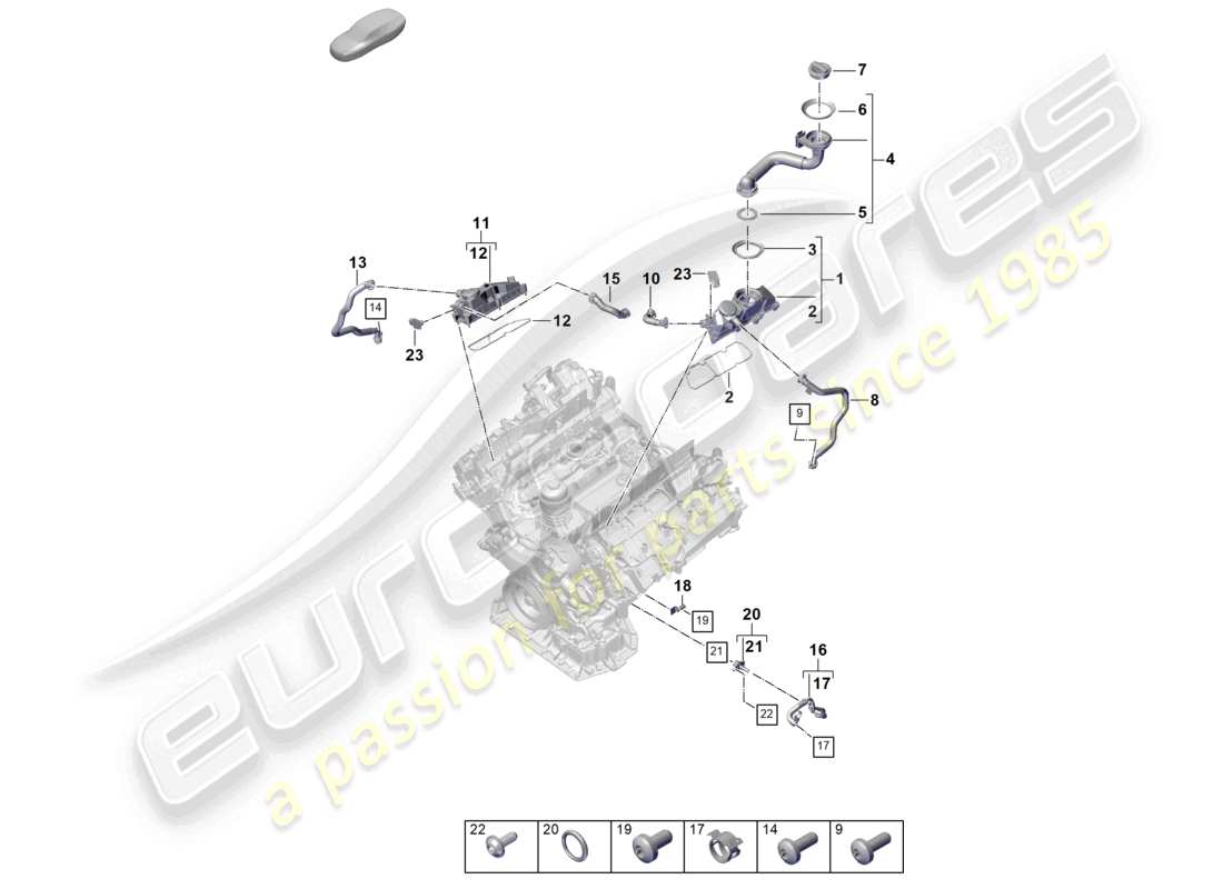 porsche 2025 (cayenne e3 pa) ventilation for cylinder block oil separator part diagram