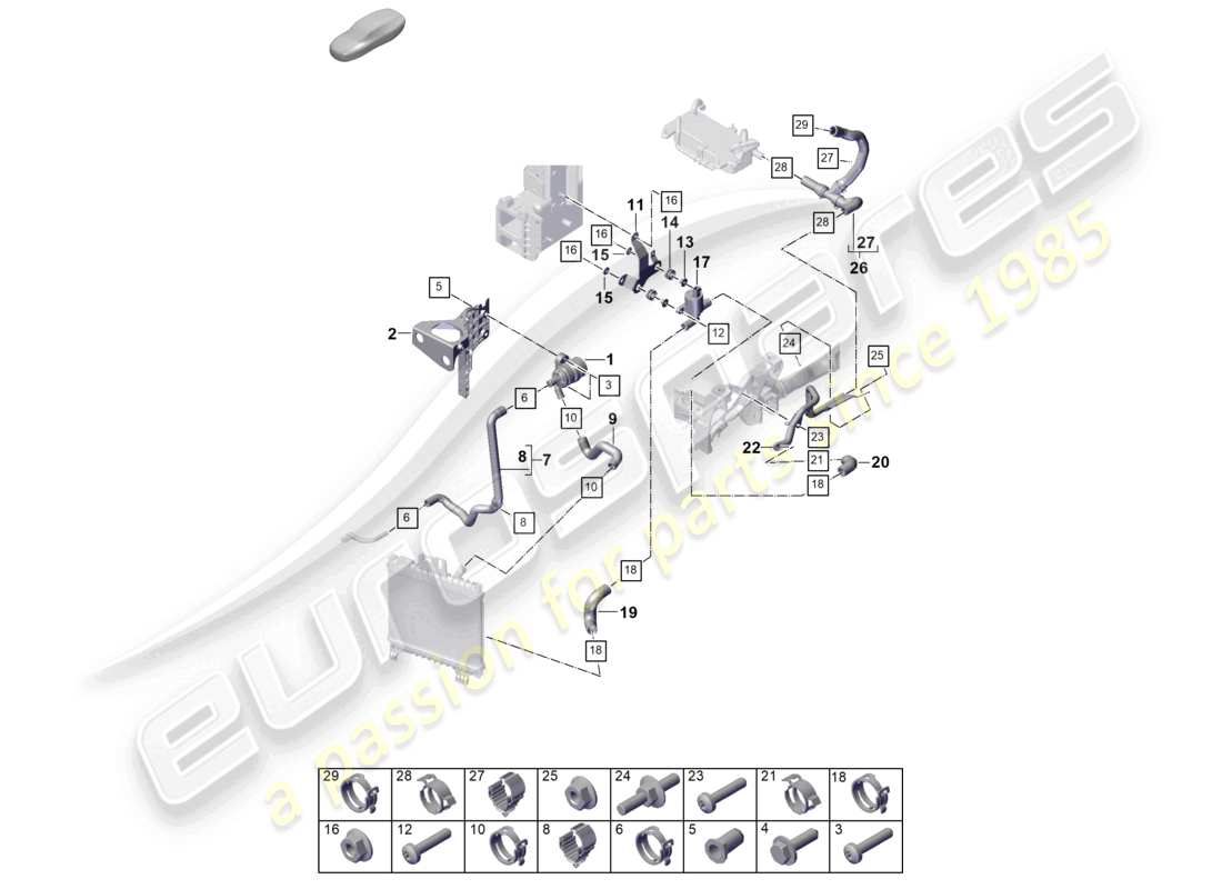 porsche 2025 (cayenne e3 pa) coolant cooling system cayenne s part diagram