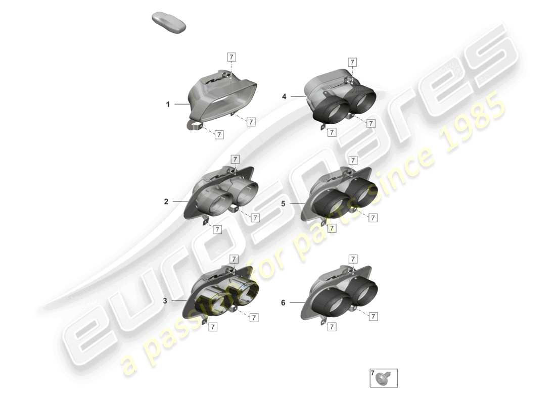 porsche 2021 (992-1) exhaust tail pipe parts diagram
