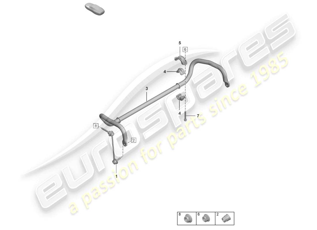 porsche 2021 (992-1) anti-roll bar coupling rod parts diagram