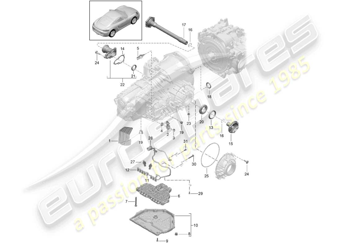 porsche 2026 (718 cayman) - pdk - gearbox individual parts part diagram