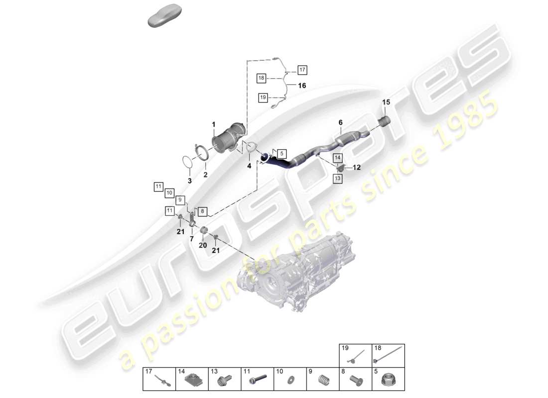 porsche 2025 (cayenne e3 pa) exhaust system exhaust pipe with catalyst exhaust pipe w. front silencer lambda probe part diagram