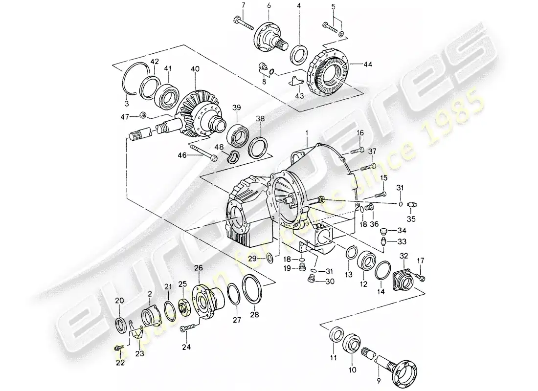 porsche 1991 (964) tiptronic - differential - differential case parts diagram