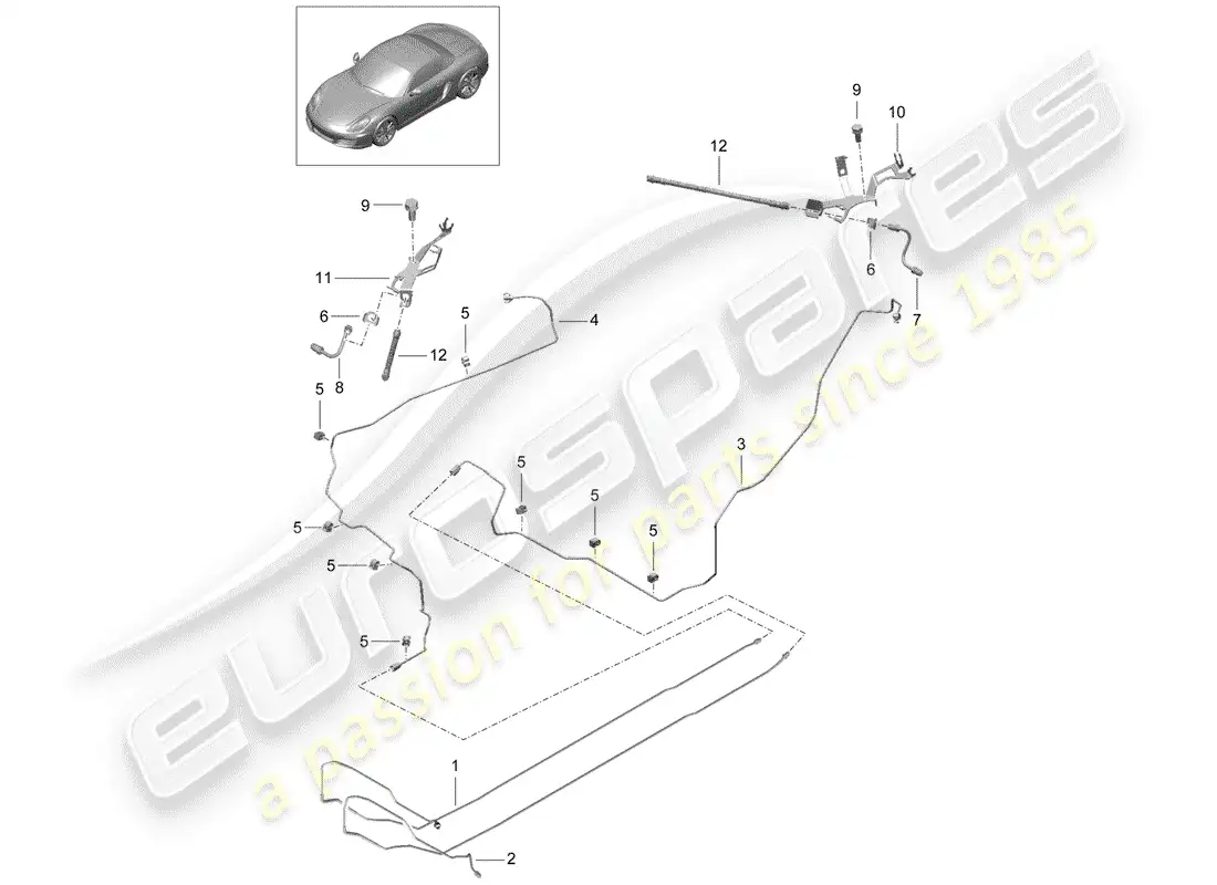 porsche 2014 (981 boxster) brake lines parts diagram