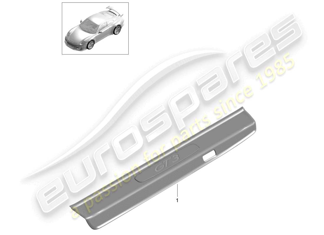 porsche 2021 (991-2 r/gt3/rs) sill trim strip sill part diagram