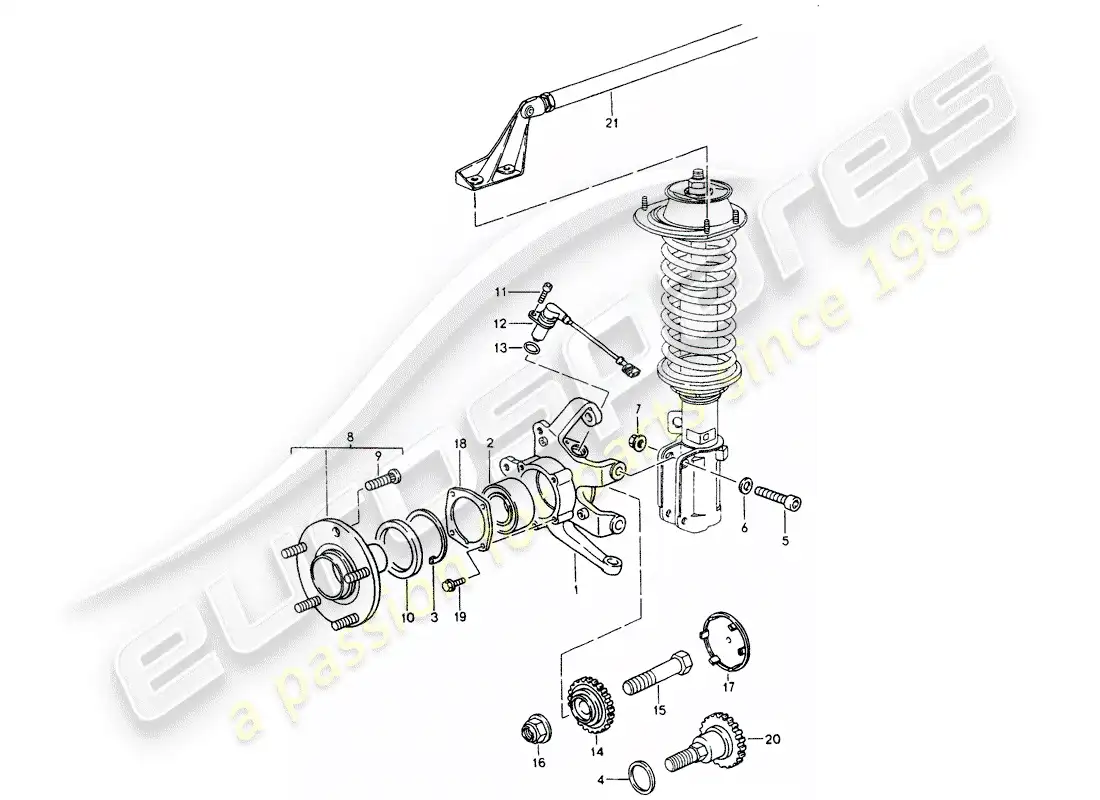 porsche 1994 (964) wheel carrier - wheel hub - transverse strut - see technical information - group: - 4 10/89 parts diagram