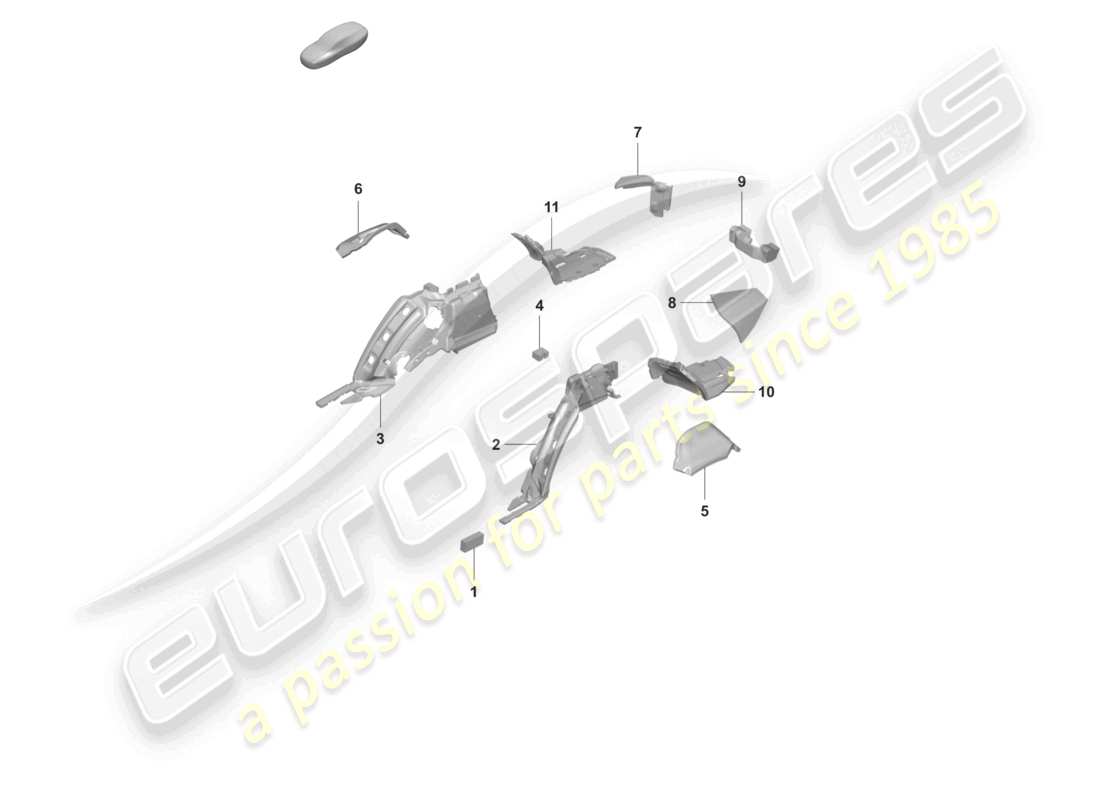porsche 2021 (panamera 971-2) sound absorber side panel trim for luggage compartment part diagram