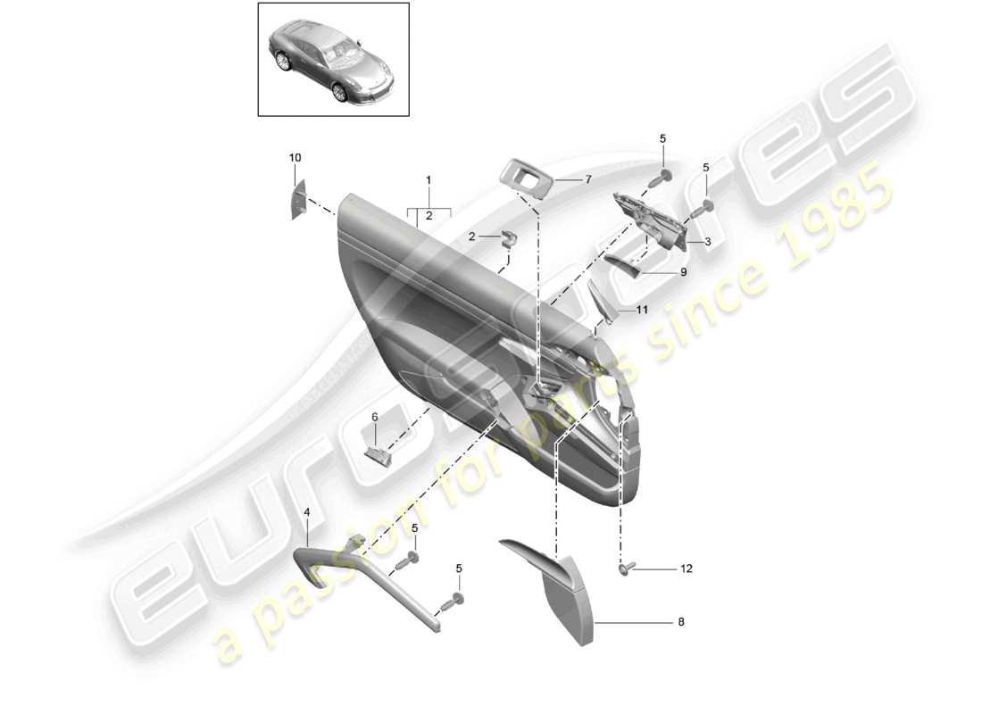 porsche 2021 (991-2 r/gt3/rs) door panel gt3 accessories trim panel for door trim leather touring paket 2. generation d - mj 2018>> part diagram