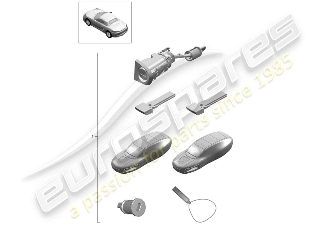 porsche 2023 (718 boxster) repair set 1 set of lock cylinders part diagram