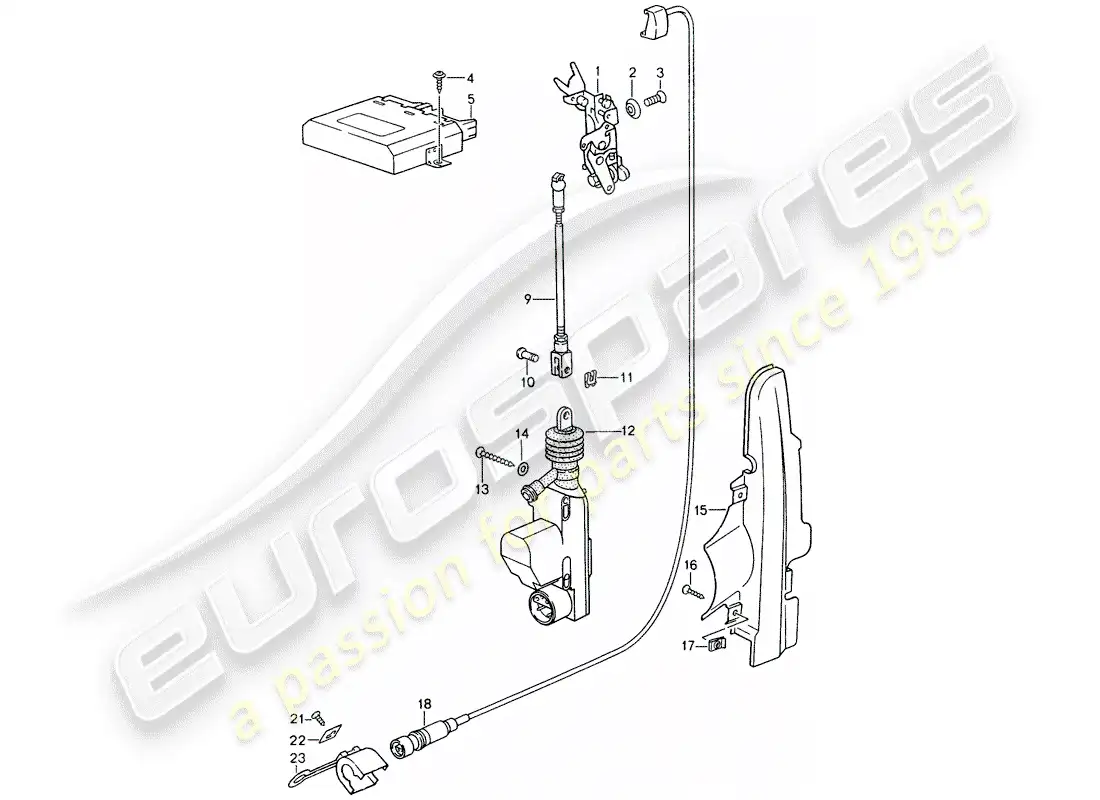 porsche 1998 (993) central locking system parts diagram