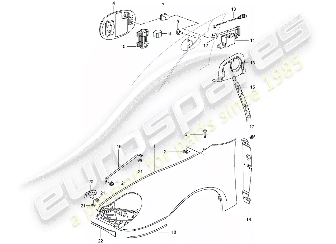 porsche 1999 (996) fender parts diagram