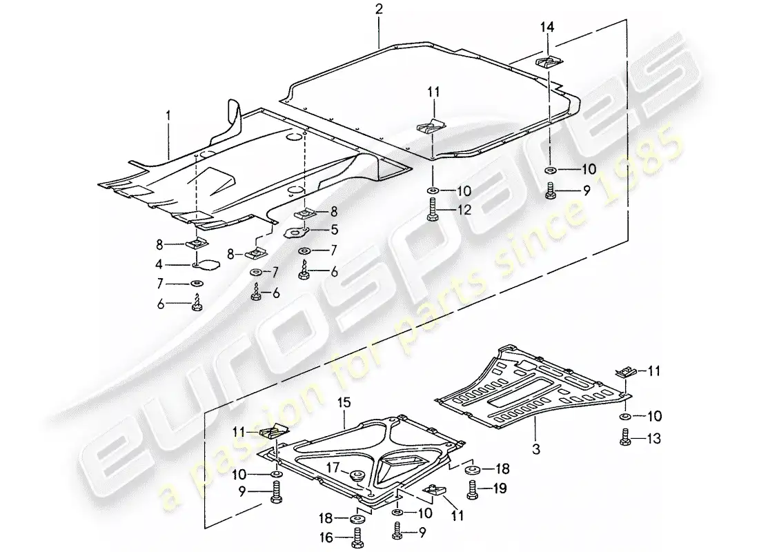 porsche 1987 (959) lining - for - underbody parts diagram