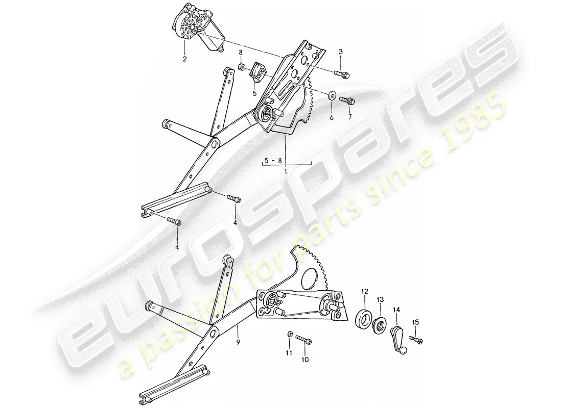 porsche 1987 (959) window regulator parts diagram