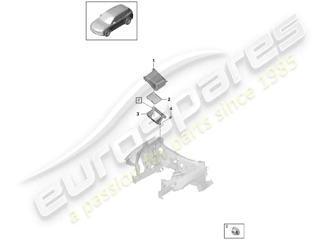 porsche 2020 (cayenne e3 9ya/9yb) fresh air intake parts diagram