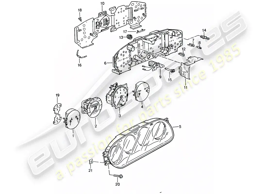 porsche 1988 (944) instrument cluster - d - mj 1987>> parts diagram