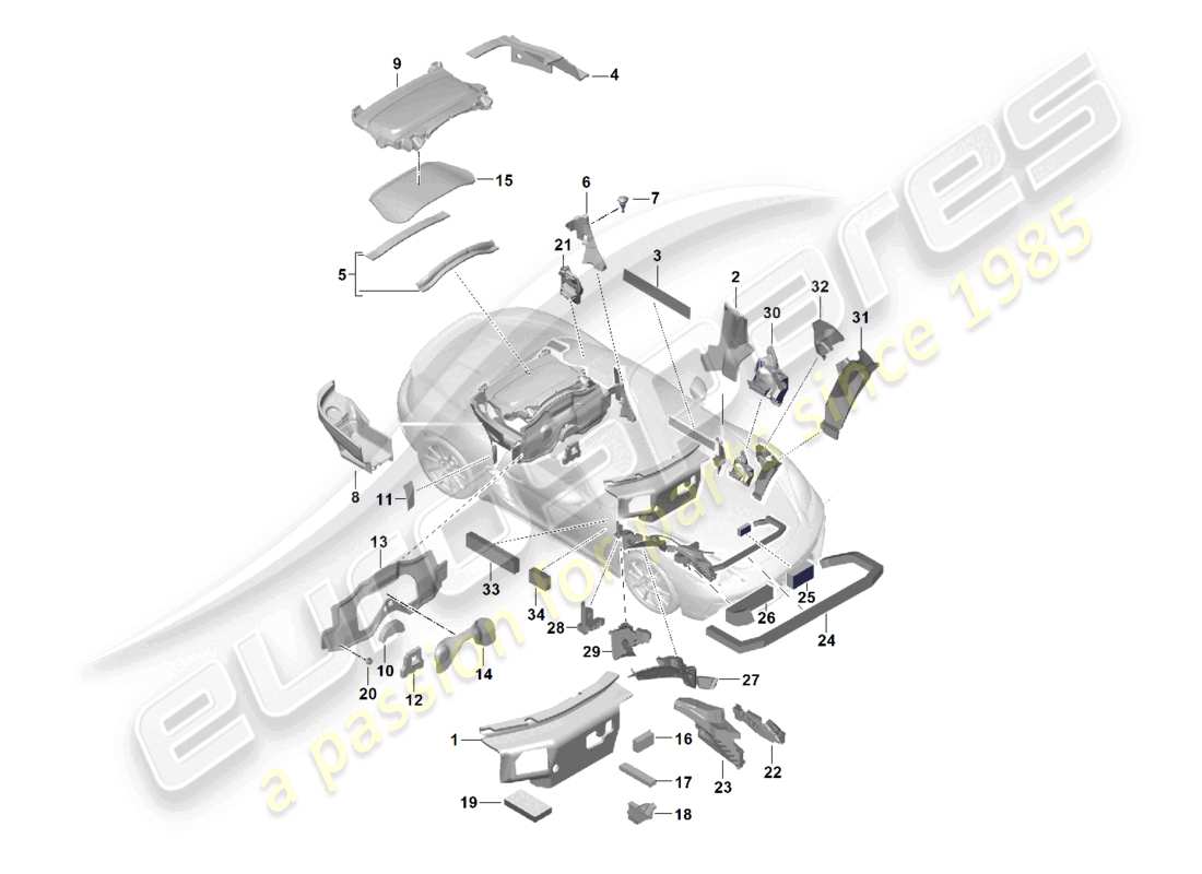 porsche 2023 (718 boxster) body noise insulation part diagram