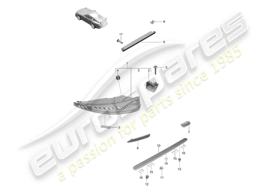 porsche 2021 (991-2 r/gt3/rs) rear light licence plate light additional brake light d - mj 2018>> part diagram