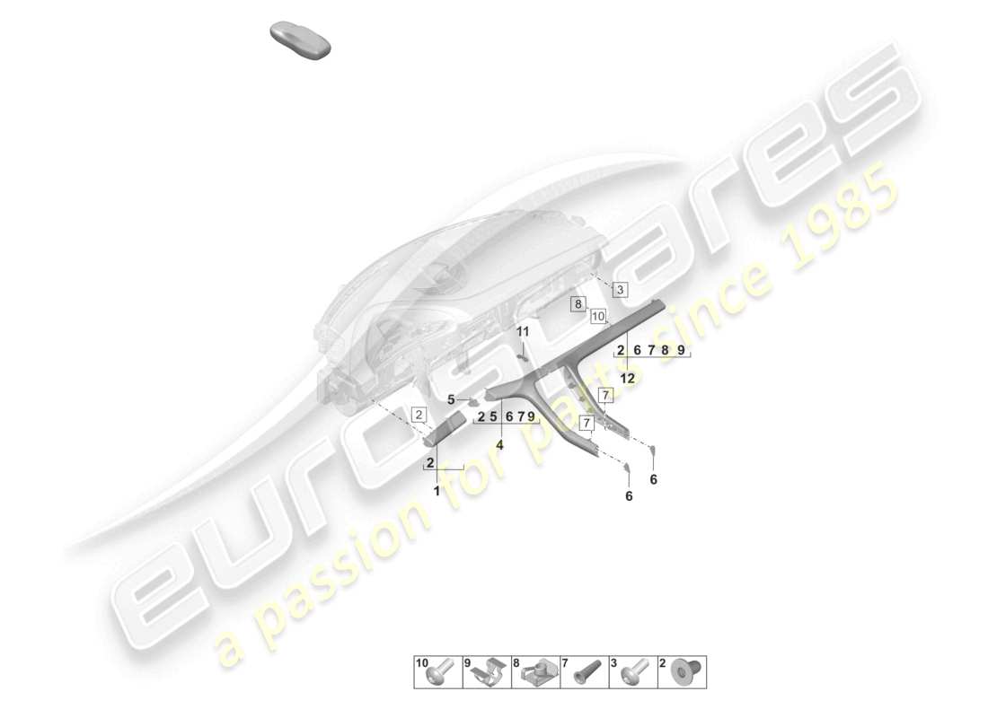 porsche 2025 (taycan 9j1-2) cover and trim front for dashboard part diagram