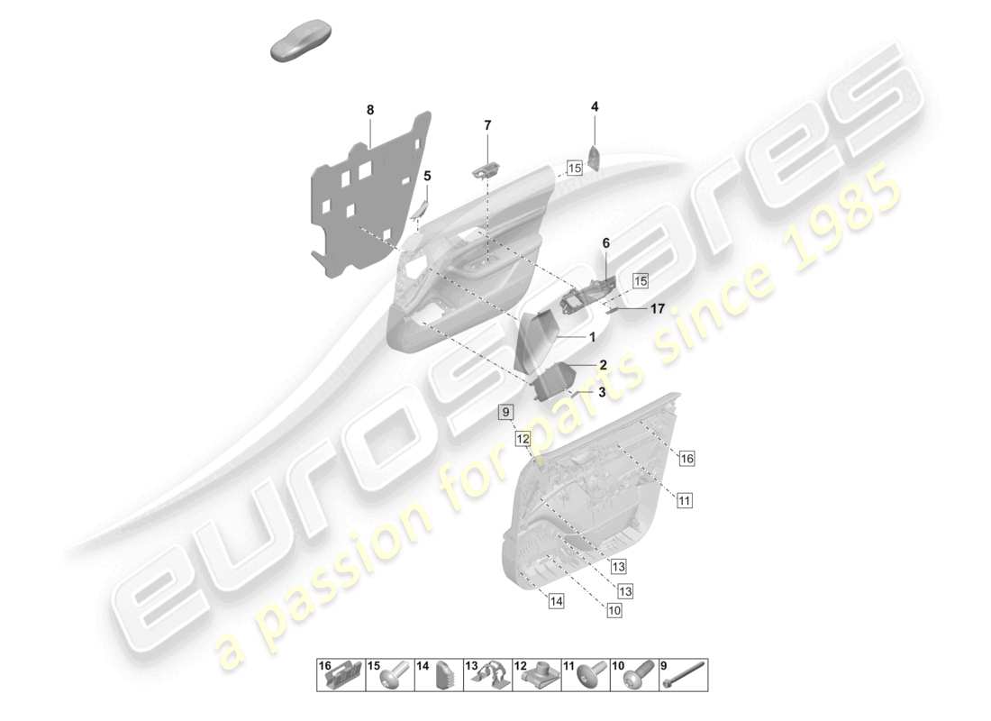 porsche 2022 (taycan 9j1-1) door panel front accessories fasteners part diagram