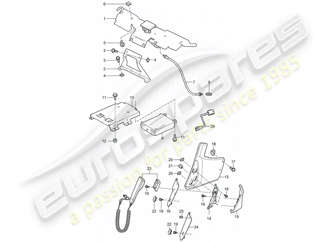 porsche 2008 (997-1 turbo / gt2) telephone parts diagram