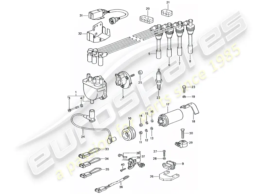 porsche 1988 (944) engine electrics 1 parts diagram