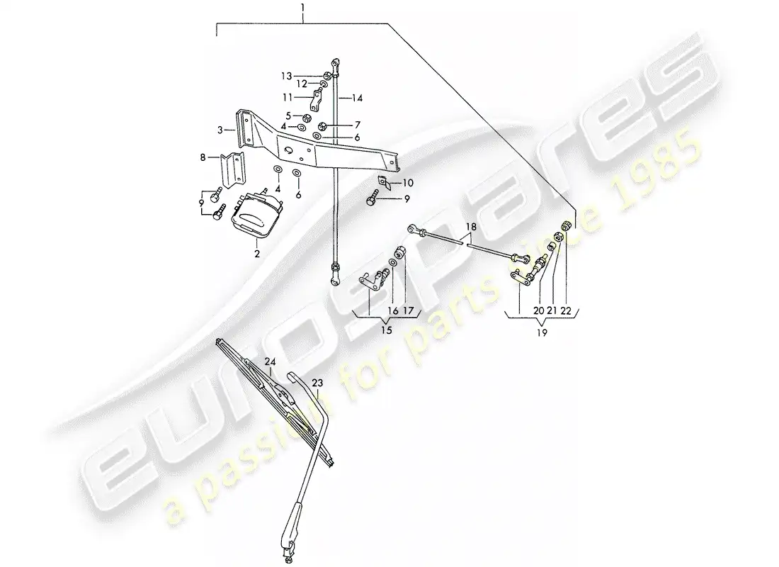 porsche 1967 (911/912) rear window wiper parts diagram