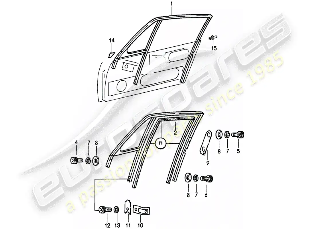 porsche 1979 (911) window frame parts diagram