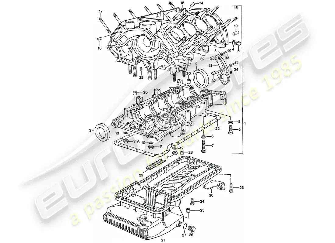porsche 1986 (928) crankcase - repair set for maintenance - see illustration: parts diagram