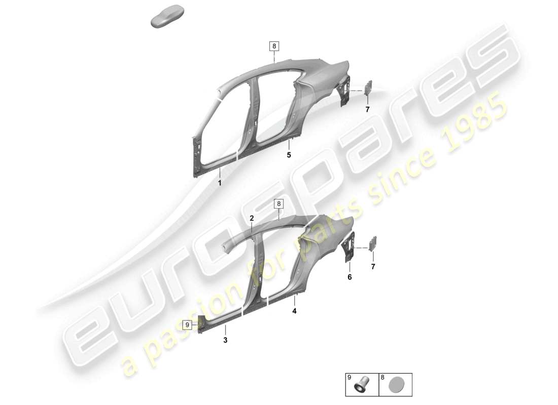 porsche 2025 (taycan 9j1-2) sectional part - side panel rear cross panel part diagram