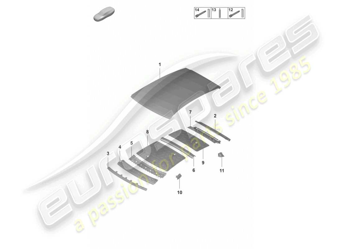 porsche 2022 (panamera 971-2) roof scuttle part diagram