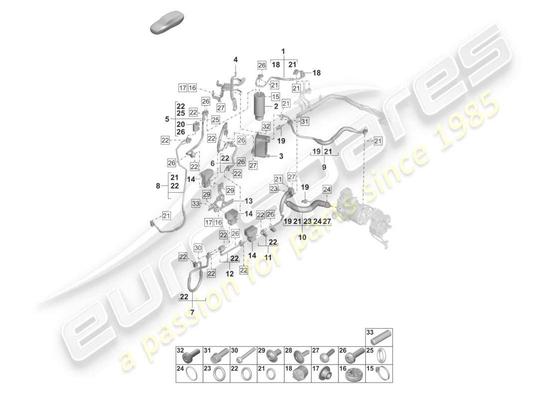 porsche 2020 (taycan 9j1-1) air conditioning refrigerant line dryer insert with attachment parts with: heat pump r134a coolant part diagram