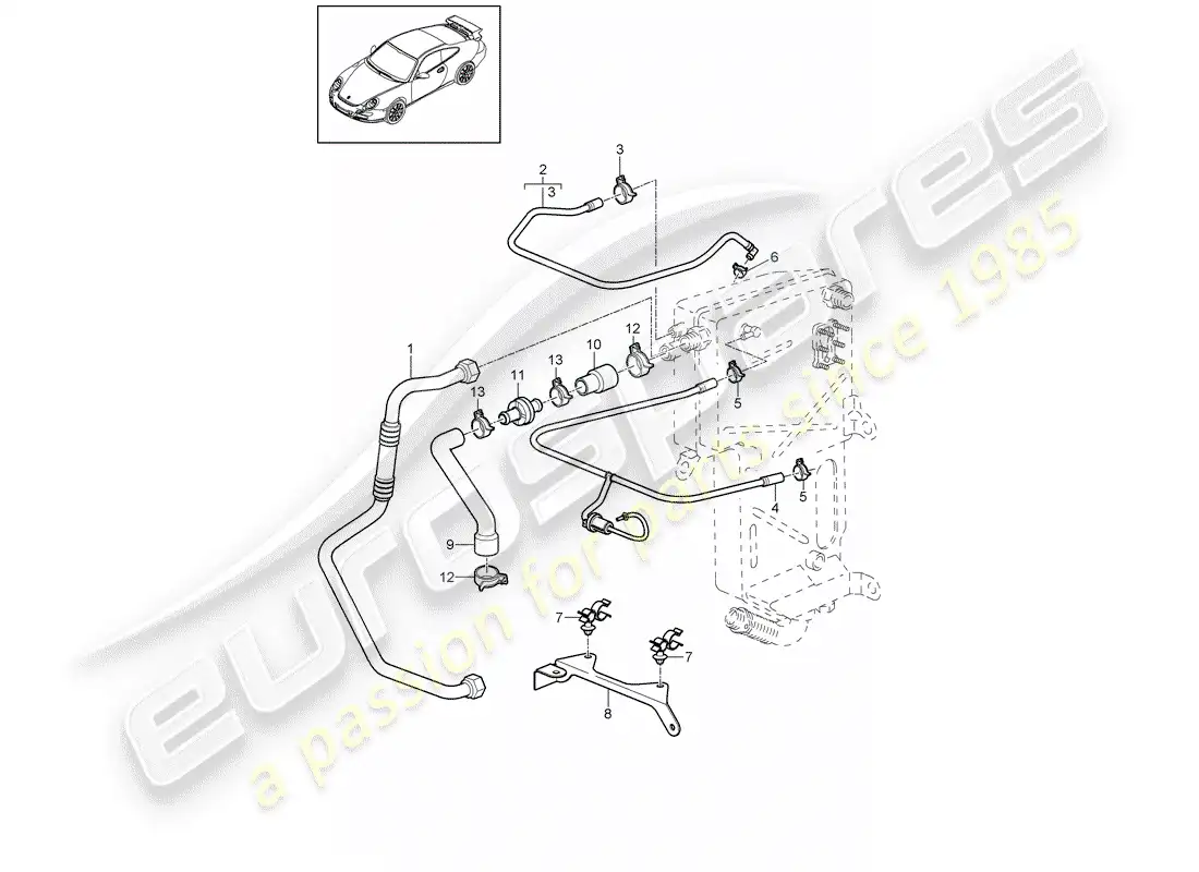 porsche 2010 (997-2 gt3) lines part diagram