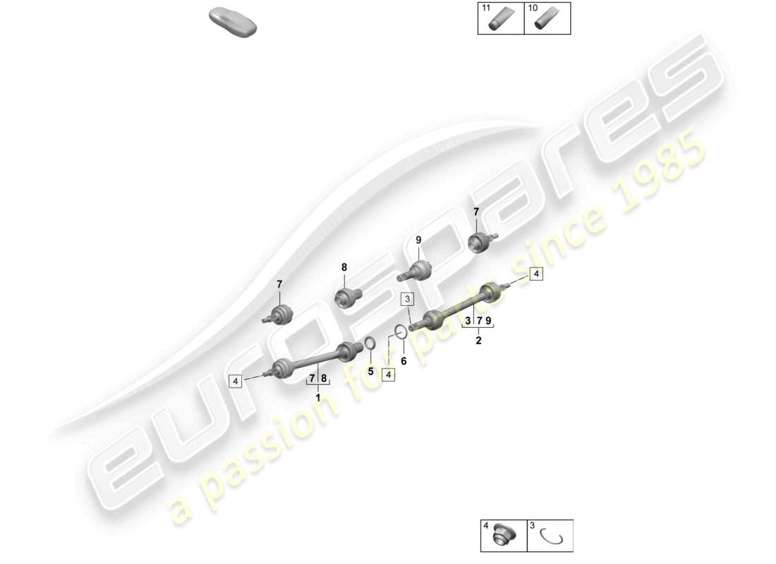 porsche 2025 (taycan 9j1-2) drive shaft part diagram