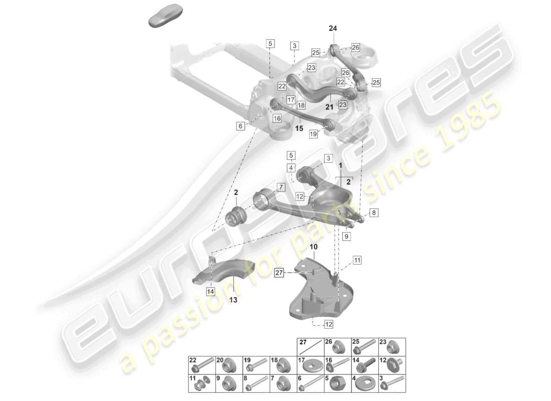 porsche 2022 (taycan 9j1-1) wishbone part diagram