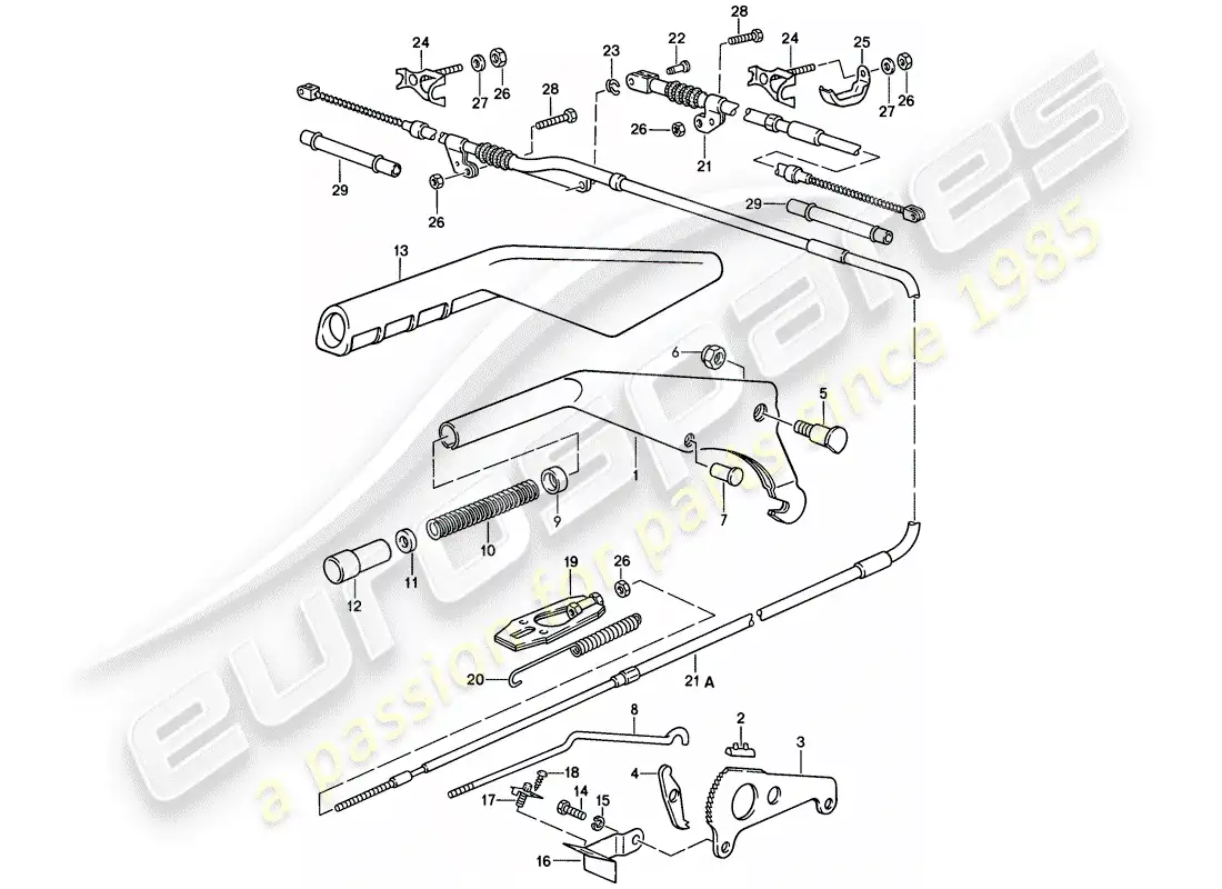 porsche 1986 (928) actuator - handbrake parts diagram