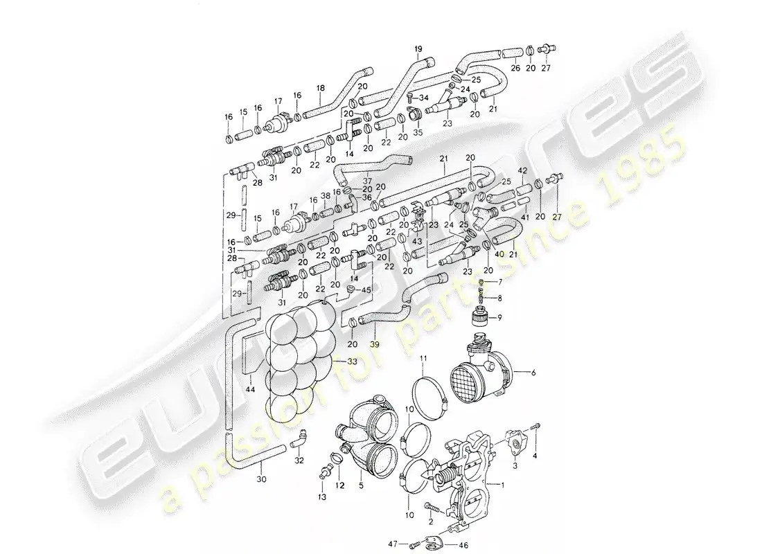 porsche 1995 (993) throttle body parts diagram