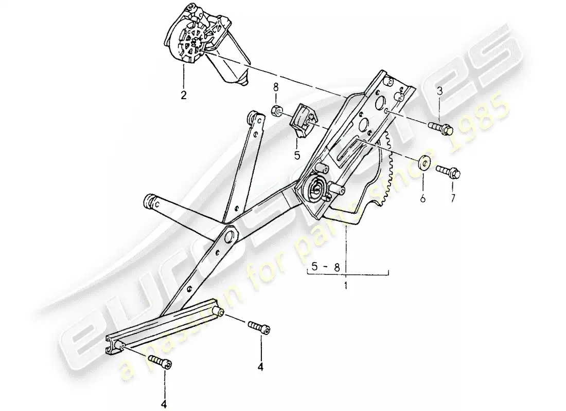 porsche 1990 (964) window regulator - electric parts diagram