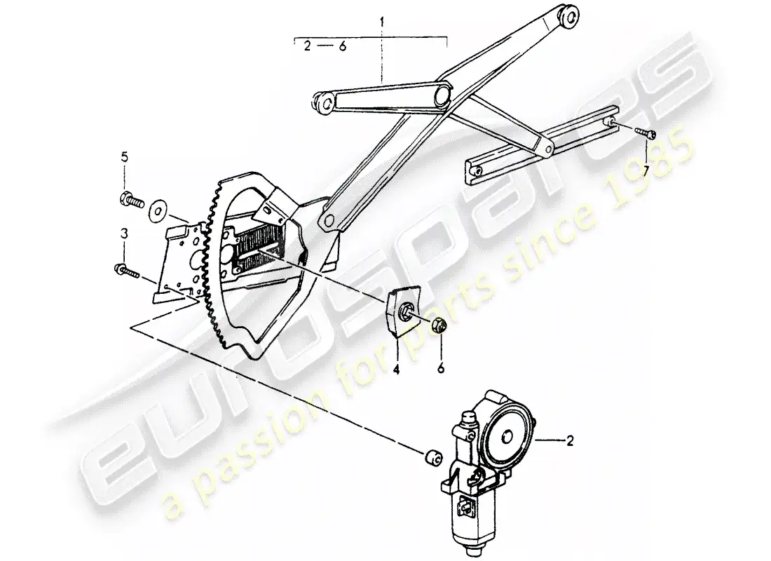 porsche 1990 (964) window regulator - electric parts diagram