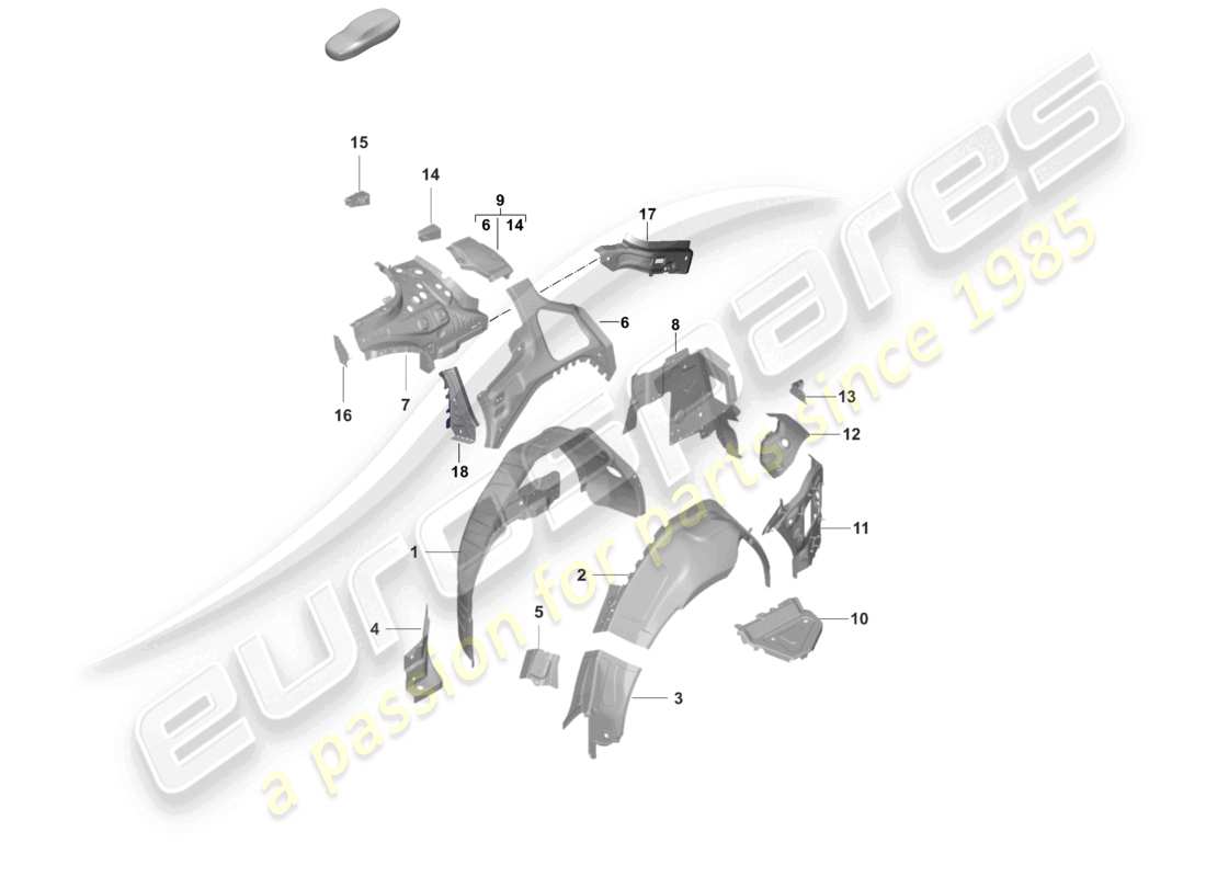 porsche 2021 (taycan 9j1-1) side panel, inner rear part diagram